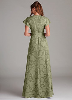 Azazie Ling Bridesmaid Dresses Pistachio A-Line Pleated Floral Burnout Dress image6