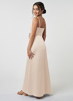 Azazie Anina Junior Robe Trapèze en Satin extensible Arc Albâtre Blanc image5
