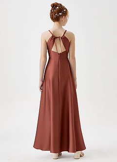 Azazie Avelina Junior Auburn A-Line Pleated Stretch Satin Dress image6