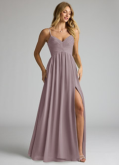 Azazie Alia Bridesmaid Dresses Dusk A-Line Pleated Chiffon Dress image2