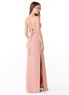Azazie Mai Bridesmaid Dresses Rosette Sheath Pleated Chiffon Dress image4