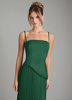 Azazie Tierney Vestidos de damas de honor Vestido Verde Oscuro de Gasa de Línea A Convertible con Palabra de honor image2