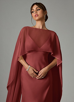 Azazie Stefania Robes de demoiselle d'honneur Robe Trapèze en Satin extensible Terracotta image5