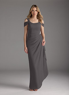 Azazie Weitzman Mother of the Bride Dresses Steel Grey Sheath Sequins Mesh Dress image3