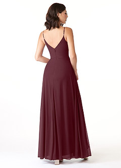 Azazie Evalin Abiti da Damigella Abito A-Line in Maglia con Scollo a V a Pieghe Cabernet image4