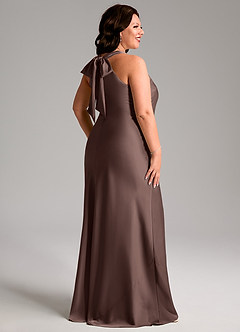 Azazie Doretta Bridesmaid Dresses Ganache Mermaid Pleated Stretch Satin Dress image8