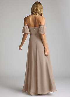 Azazie Sue Bridesmaid Dresses Taupe A-Line Off the Shoulder Chiffon Convertible Dress image3