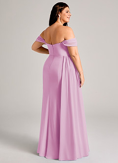 Azazie Amyra Robes de demoiselle d'honneur Robe Fourreau Convertible en Mousseline de soie Épaule décolletée Rose Bonbon image14