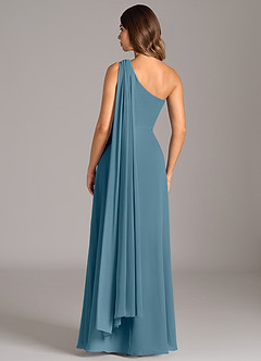 Azazie Tella Brautjungfernkleider A-Linie One-Shoulder Chiffon Kleid Bermudablau image6