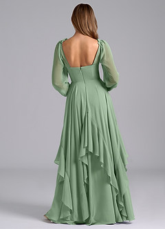 Azazie Karan Bridesmaid Dresses Matcha A-Line Long Sleeve Chiffon Dress image2