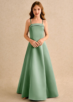 Azazie Izel Girls Formal Flower Girl Klänningar Klä A-Line i Matt satäng Plisserad image6