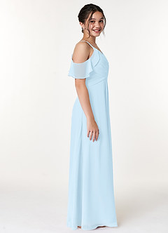 Azazie Dakota Junior Sky Blue A-Line Off the Shoulder Chiffon Dress image3