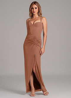 Azazie Ayla Final Sale Bronzer Sheath Sweetheart Neckline Chiffon Dress image1