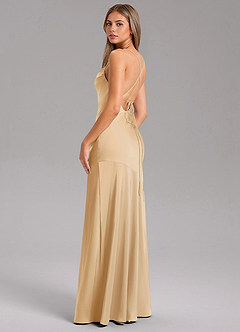 Azazie Grata Brautjungfernkleider Etui Seitliche Cut-Outs Stretch-Satin Kleid Gold image7