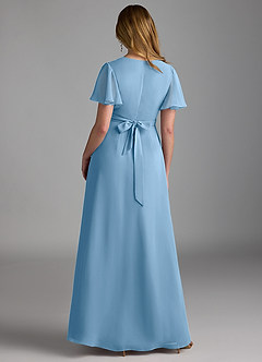 Azazie Zaniah Bridesmaid Dresses Steel Blue A-Line Chiffon Dress image2