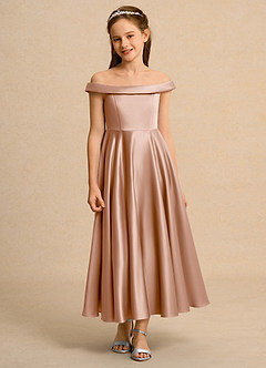 Azazie Teeny Junior Formal Flower Girl Klänningar Klä A-Line i Matt satäng Plisserad image6