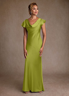 Azazie Shelby Mother of the Bride Dresses Lemongrass Mermaid Pleated Stretch Satin Dress image1