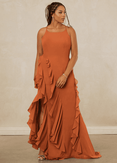 Christian Siriano Bridal for Azazie 1006 Bridesmaid Dresses Cinnamon Mermaid Ruched Chiffon Dress image10