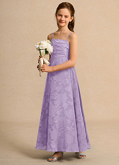 Azazie Pebbles Junior Formal Jurken voor bloemenmeisjes A-Lijn Jurk van Bloemen Burn-out Geplooid Lila image5