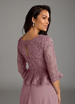 Azazie Averie vestidos de madre de la novia Vestido de Rosa Polvorienta de Gasa de Corte En A con Cuello barco Lentejuelas image6