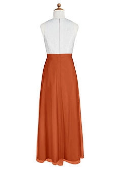 Azazie Albertine Junior Burnt Orange A-Line Lace Chiffon Dress image8