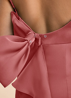 Azazie Lioren Junior Etui Schleifen Stretch-Satin Kleid Antike Rose image6
