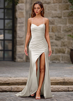 Lustre Weiß Satin-Ballkleid image6