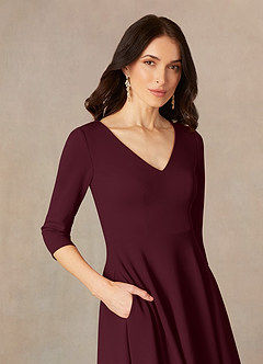 Azazie Nassif vestidos de madre de la novia Vestido de Cabernet de Crepé elástico de Corte En A image3
