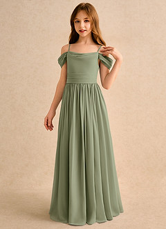 Azazie Shia Girls Formal Flower Girl Dresses Pistachio A-Line Off the Shoulder Chiffon Dress image3