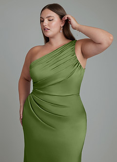 Azazie Akilah Bridesmaid Dresses Juniper Mermaid One Shoulder Stretch Satin Dress image13