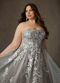 Azazie Keri Robes de mariée Robe Princesse en Dentelle Sans bretelles Blanc Diamant Cacao image17