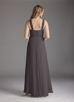 Azazie Weisz Mother of the Bride Dresses Steel Grey A-Line Square Neckline Pleated Chiffon Dress image6