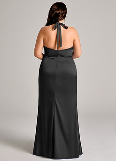 Azazie Valerie Bridesmaid Dresses Black Mermaid Pleated Stretch Satin Dress image12