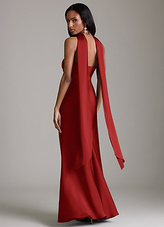 Azazie Saylor Jurken voor bruidsmeisjes Jurk van Stretch Satijn met Zeemeermin Strapless Granaatappel image8