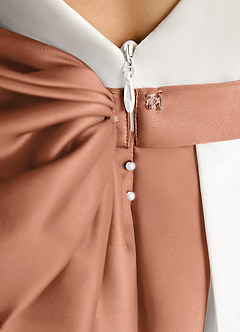 Azazie Cherry Flower Girl Dresses Ivory Bronzer Ball-Gown Pleated Matte Satin Dress image6