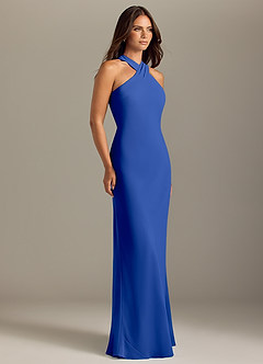 Azazie Doretta Bridesmaid Dresses Royal Blue Mermaid Pleated Chiffon Dress image3