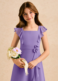 Azazie Soso Girls Formal Sukienki dla dziewczynek sypiących kwiaty Linia A Pofałdowany Szyfon Długość podłogi Sukienka image6