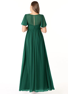 Azazie Verna Robes de demoiselle d'honneur de maternité Robe Trapèze Col V froncé Longueur ras du sol Mousseline de soie image2