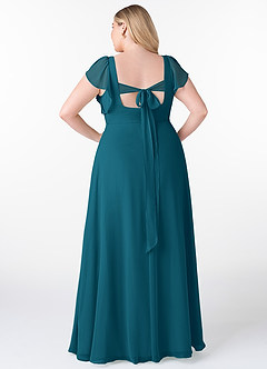 Azazie Syenna Brautjungfernkleider A-Linie Gestreift Chiffon Kleid Tintenblau image7