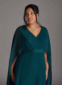 Azazie Isa Mother of the Bride Dresses Pine A-Line V-Neck Pleated Chiffon Dress image11