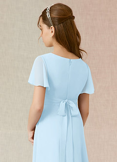 Azazie Induh Junior Sky Blue A-Line Ruched Chiffon Dress image5