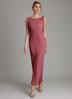 Azazie Luddie Bridesmaid Dresses Merlot Mermaid Bow Chiffon Dress image4
