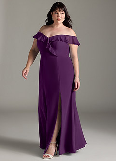 Azazie Sophie Robes de demoiselle d'honneur Robe Trapèze Convertible en Mousseline de soie Épaule décolletée Grain De Raisin image8