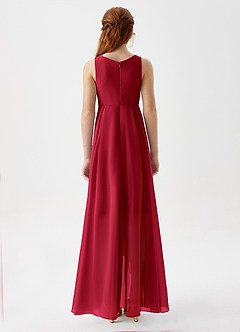 Azazie Lizette Junior Scarlet A-Line Pleated Chiffon Dress image6