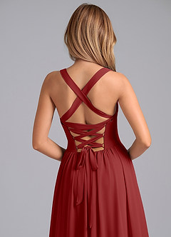 Azazie Francis Bridesmaid Dresses Rust A-Line Corset Chiffon Dress image7