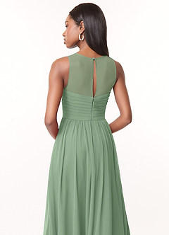 Azazie Nina Bridesmaid Dresses Matcha A-Line Pleated Chiffon Dress image3