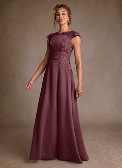 Azazie Christi Mother of the Bride Dresses Sangria A-Line Lace Chiffon Dress image4