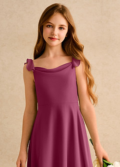 Azazie Puppy Girls Formal Flower Girl Dresses Mulberry A-Line Pleated Chiffon Dress image6