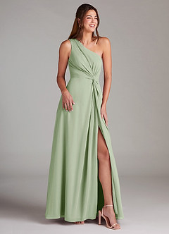 Azazie Brooke Bridesmaid Dresses Dusty Sage A-Line One Shoulder Chiffon Dress image4