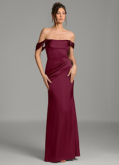 Azazie Alanis Brautjungfernkleider Wandelbar Meerjungfrau-Linie Korsett Stretch-Satin Kleid Maulbeerrot image3